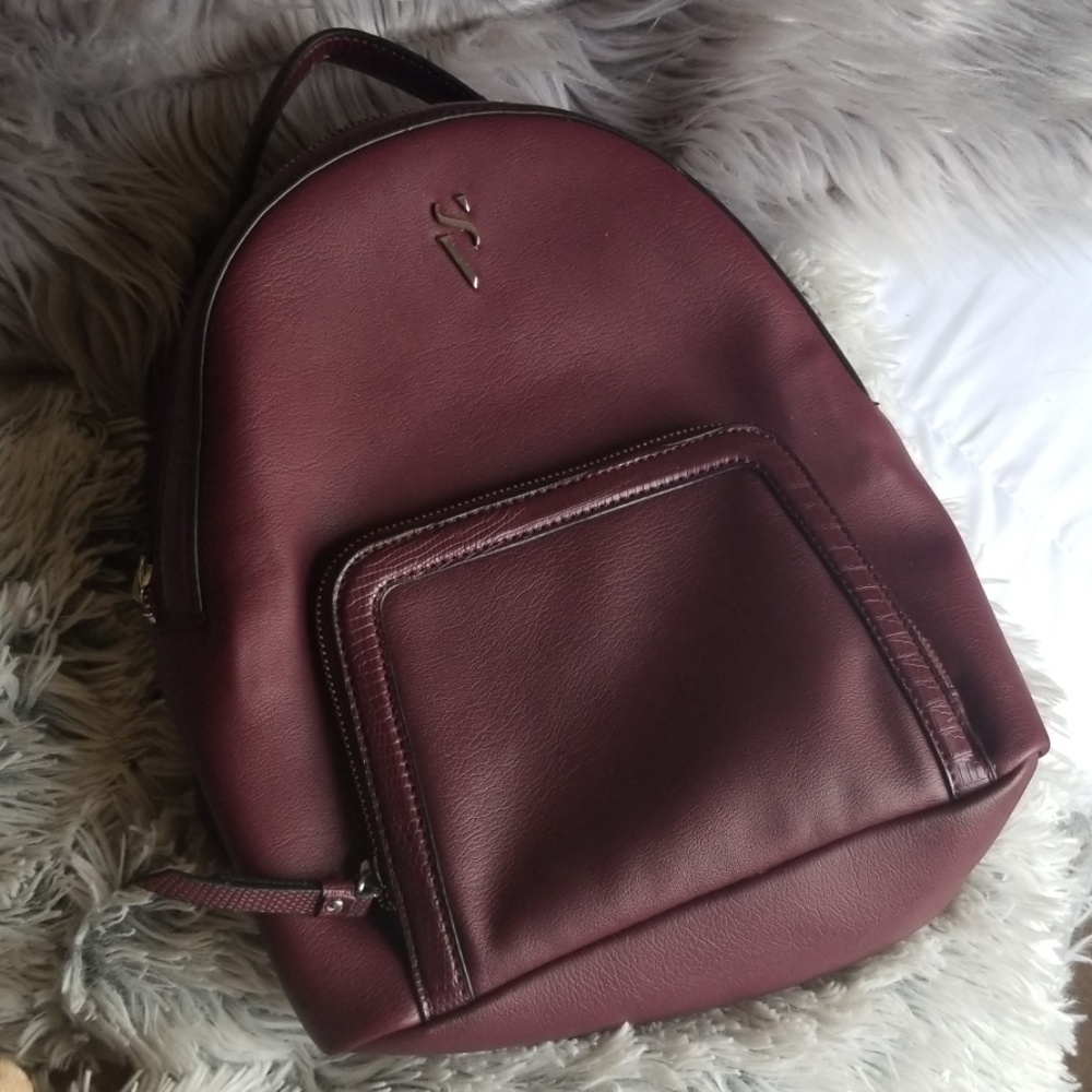 Vera Wang Faux Leather Maroon Backpack